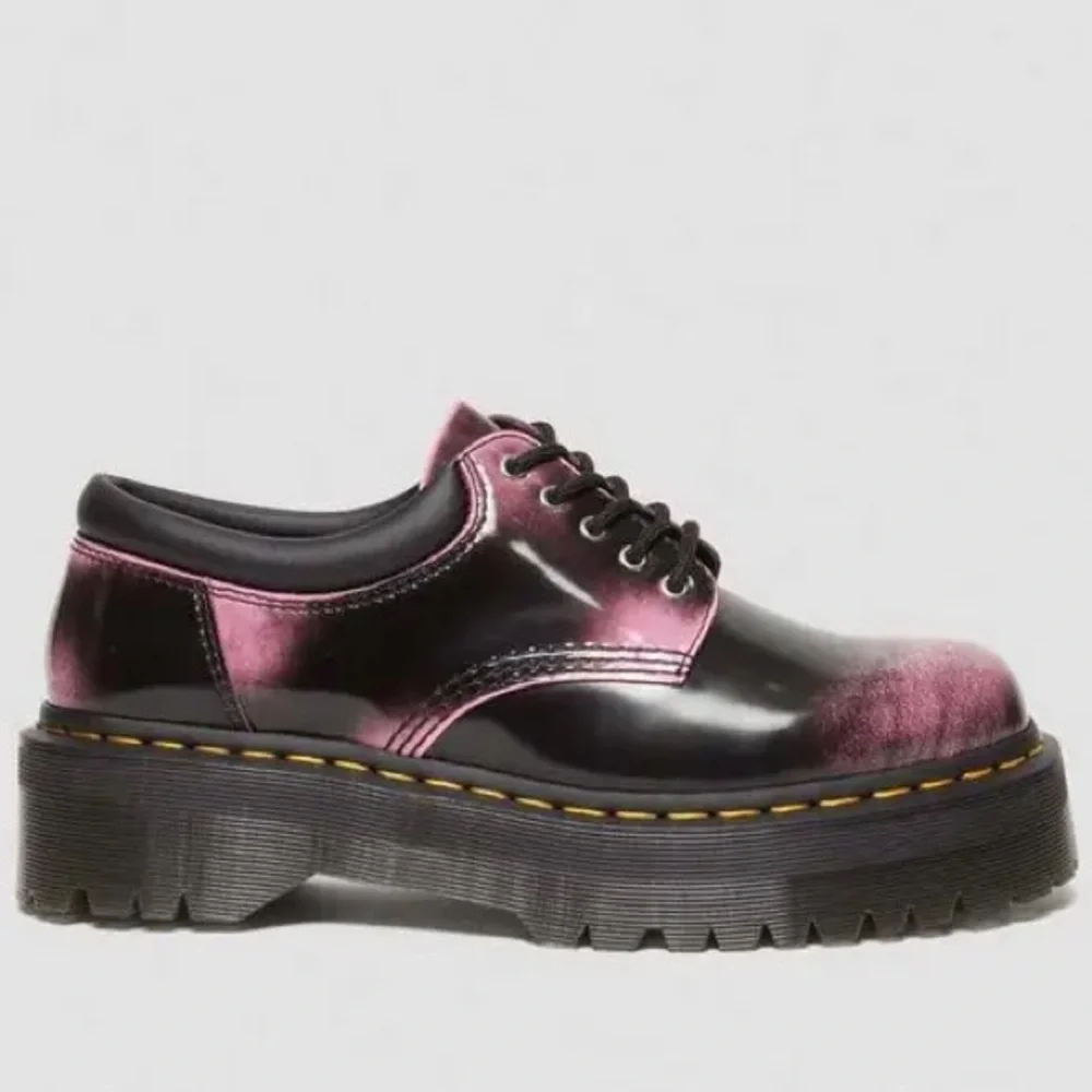 New Dr Martens 8053 Distressed Leather Platform Shoes pink black ombré leather 9